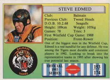 1993 Regina #153 Steve Edmed Back